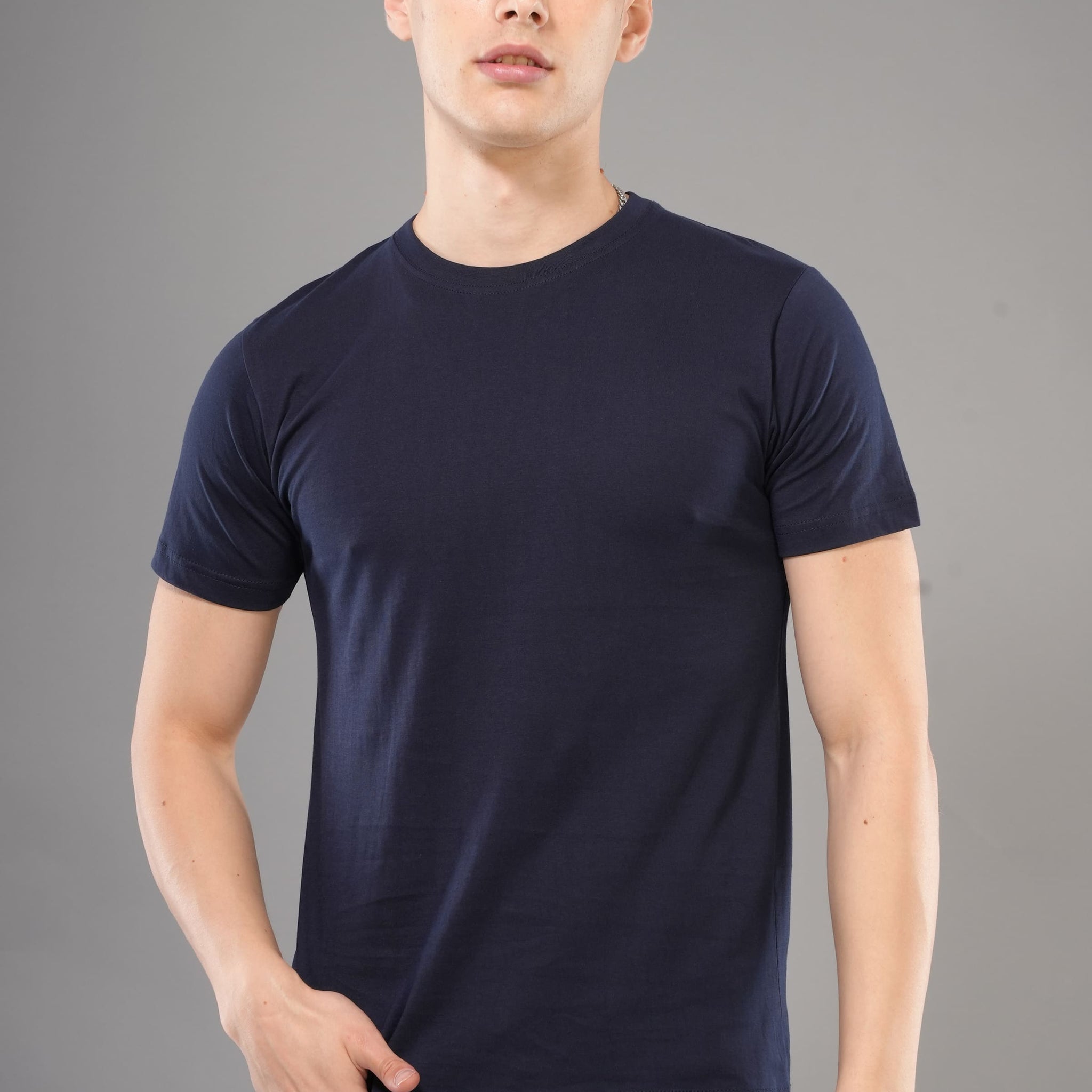 Mosso - Plain Roundneck Tshits Half Sleeve - Navy
