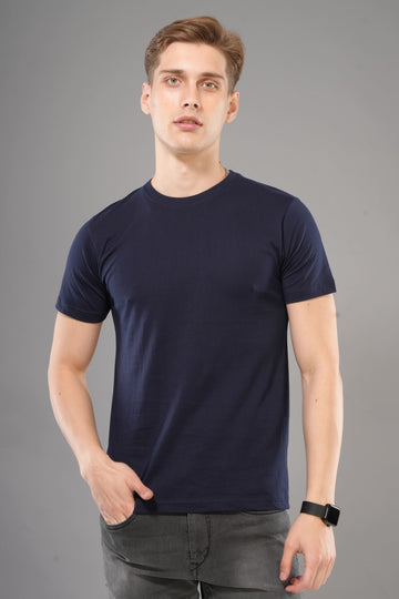 Mosso - Plain Roundneck Tshits Half Sleeve - Navy