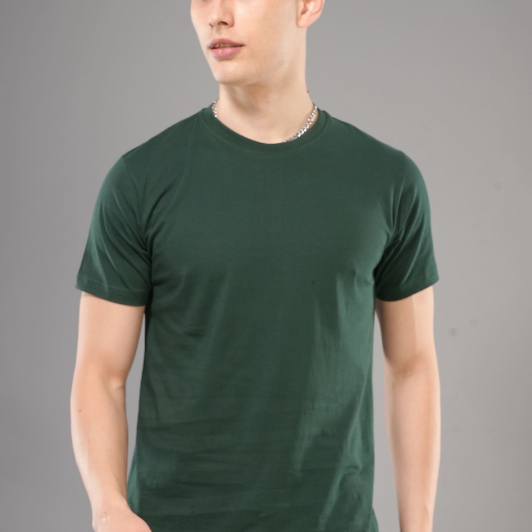 Mosso - Plain Roundneck Tshits Half Sleeve - Dark Green
