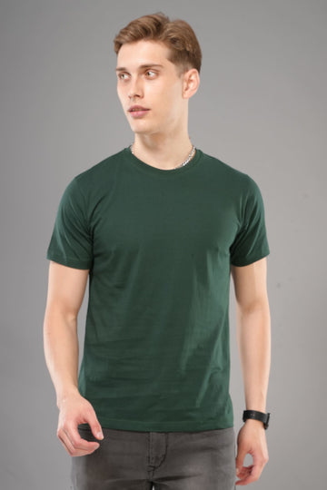 Mosso - Plain Roundneck Tshits Half Sleeve - Dark Green